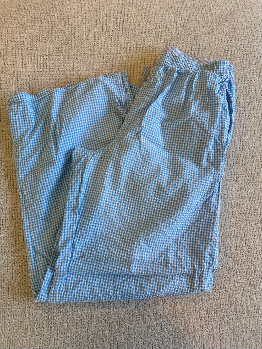 Light Blue Gingham Seersucker Pants